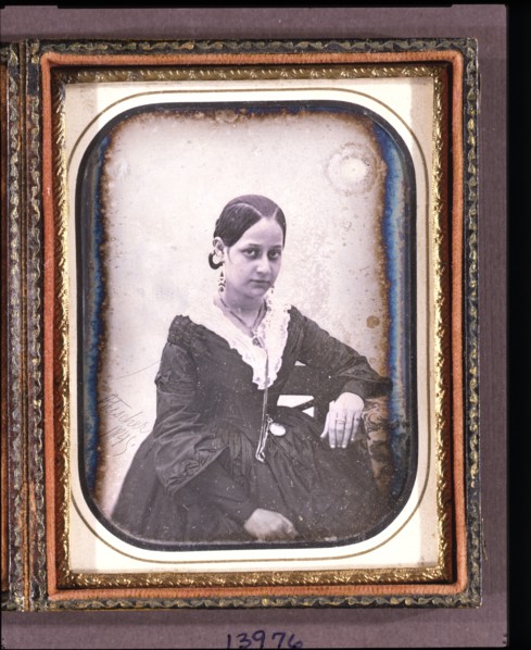 Portrait of an unidentified woman with two parts in her hair, 1845. Creator: Unknown.