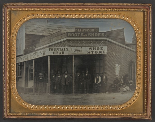 P. J. Espenscheid store, Nevada City, California, between 1850 and 1859.  Creator: Unknown.