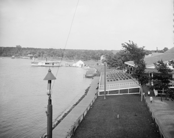 Lake shore and pavilion at Wildwood, White Bear Lake, near St. Paul, Minn., between 1900 and 1905. Creator: Unknown.