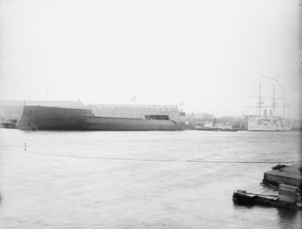 U.S.S. Maine, just after the launching, 1889. Creator: William H. Jackson.