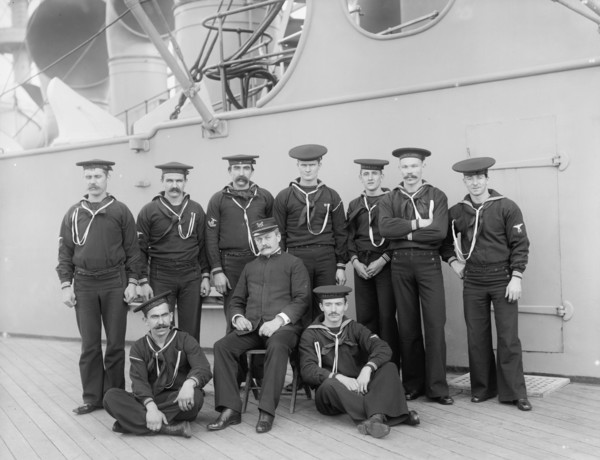 U.S.S. New York, carpenter's gang, between 1893 and 1901. Creator: William H. Jackson.