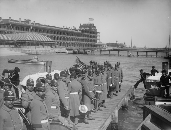 Returning from drill, Hampton Roads, between 1890 and 1901. Creator: William H. Jackson.