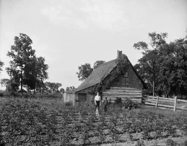 Log cabin, probably Rio Vista, Grosse Ile, Mich., between 1900 and 1910. Creator: William H. Jackson.