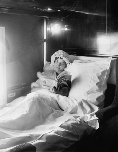 Electric-lighted berth on a deluxe overland limited train, between 1910 and 1920. Creator: William H. Jackson.