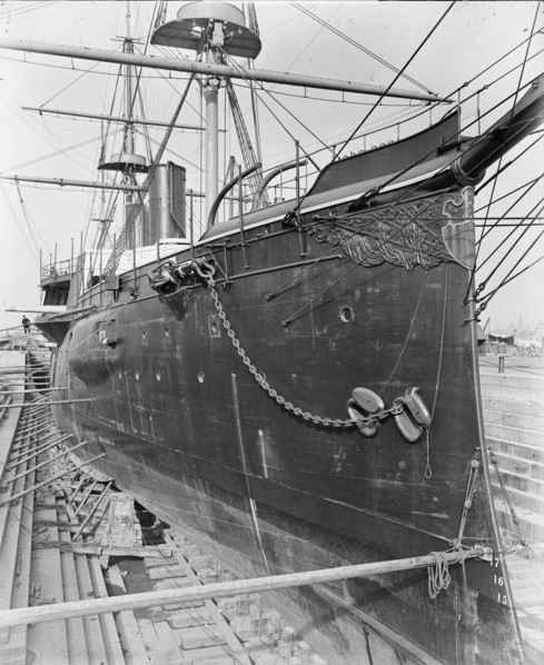 U.S.S. Chicago in dry dock, between 1890 and 1901. Creator: Unknown.