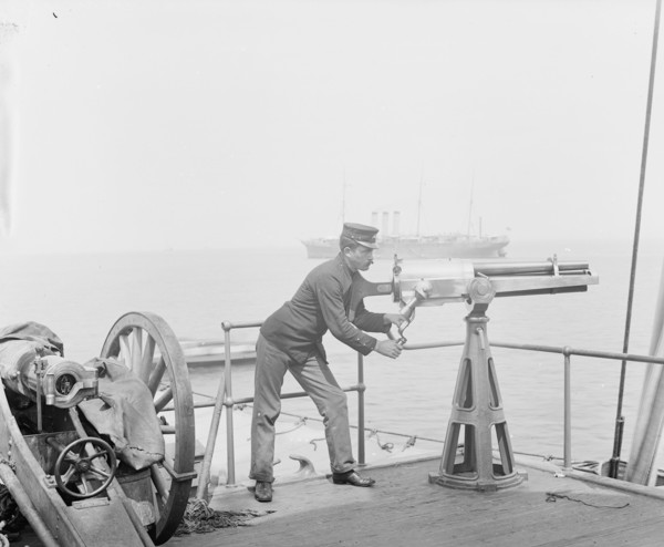 U.S.S. Indiana, machine guns, between 1895 and 1901. Creator: Unknown.