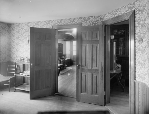 Looking into kitchen, probably in clubhouse, New York City, between 1900 and 1910. Creator: Unknown.