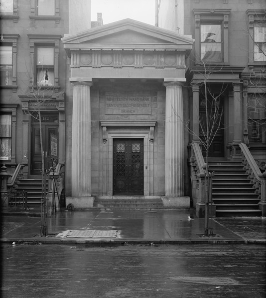 19th Ward Bank, Seventy-second Street Branch, exterior, New York, N.Y., between 1905 and 1915. Creator: Unknown.