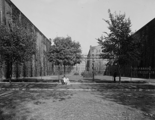 View between warehouses, Walker distillery, Walkerville, Ont., between 1905 and 1915. Creator: Unknown.