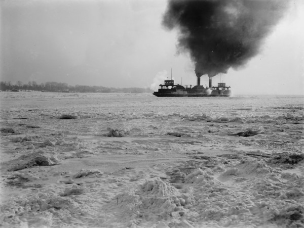 Car ferry in the ice, between 1900 and 1905. Creator: Unknown.
