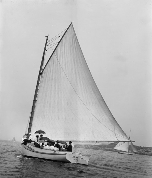 Ursula, a Newport catboat, 1895. Creator: John S Johnston.