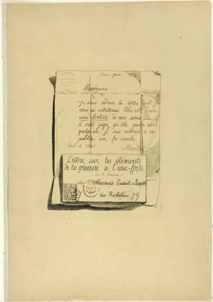 Letter on the Elements of Etching, 1864. Creator: Adolphe Martial Potemont.