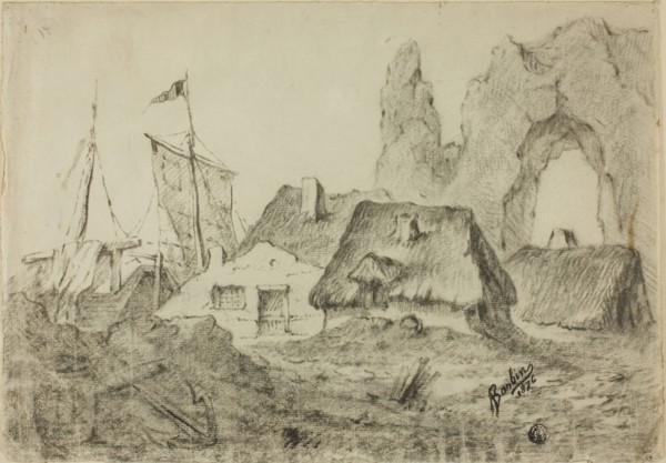 Huts Etretat, 1876. Creator: Barbin.