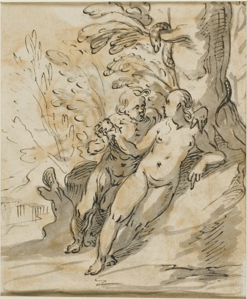 Adam and Eve Under a Tree (recto); Two Men in Dispute (verso), 1610/20 (recto); 1616/21 (verso). Creator: Hermann Weyer.