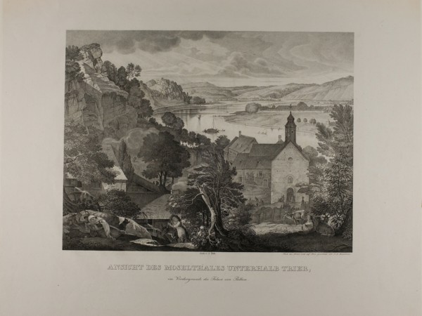 View of the Mosel Valley below Trier with the Rocks of Pallien in the Foreground, 1824/27. Creator: Johann Anton Ramboux.
