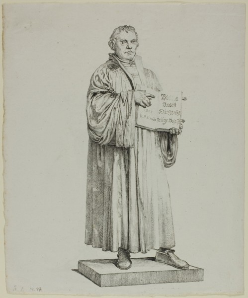 Luther's Statue in Wittenberg, 1822. Creator: Johann Gottfried Schadow.