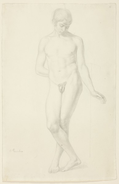 Study of a Standing Nude Youth, 1820. Creator: Julius Schnorr von Carolsfeld.