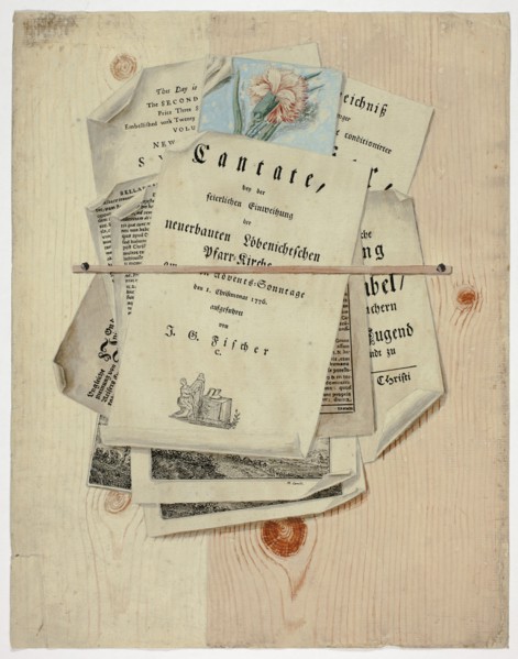 Cantate:  Trompe l'Oeil of Posted Prints, 1735/1765. Creator: Martin Cerulli.