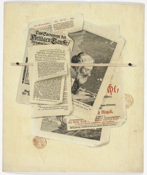 Aphorismi Politici: Trompe l'Oeil with Posted Notices and Prints, 1735/1765. Creator: Martin Cerulli.