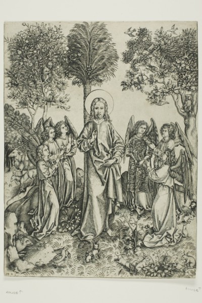Christ in the Desert with Six Angels, c. 1490. Creator: Master of the Catherine wheel.