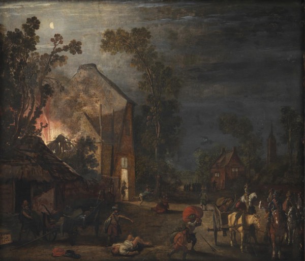 A Village Looted at Night, 1620. Creator: Esaias van de Velde.