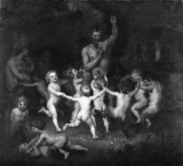 Woodland Deities Sourrounded by Dancing Bacchantes and Children Playing, 1848. Creator: Lorenz Frolich.