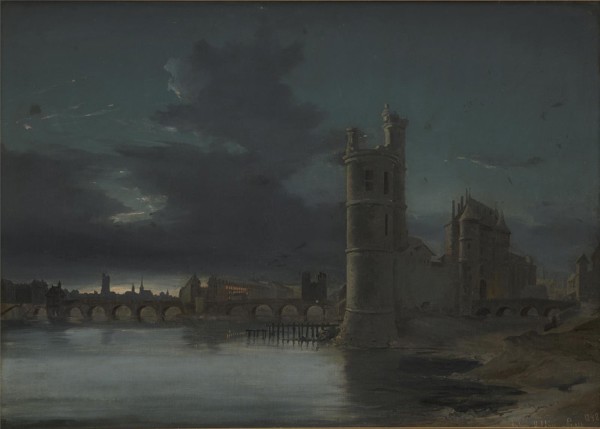 Tour St. Jacques and Notre Dame, Paris. Evening, 1848. Creator: Anton Melbye.