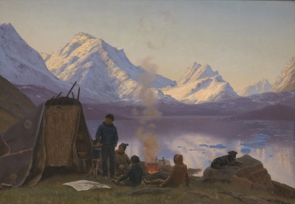 Settlement by a fjord, Greenland, summer, 1883. Creator: Carl Rasmussen.