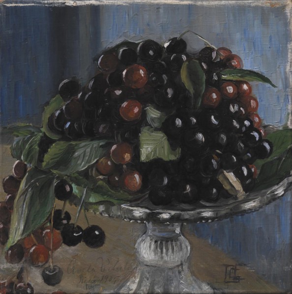 Cherries in a fruit bowl; Ciliegie in una fruttiera, Cività d'Antino, 1905. Creator: Poul S. Christiansen.