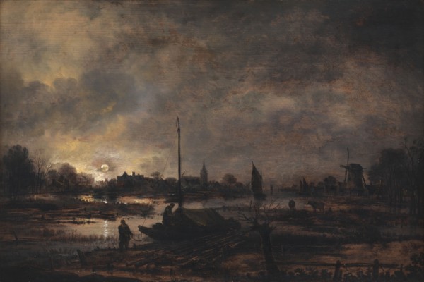 The Moon Rising over a Village, 1618-1677. Creator: Aert van der Neer.