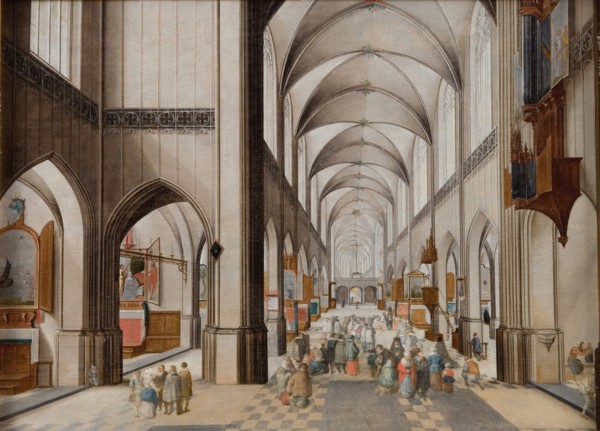 Interior of a Three-Aisled Gothic Church during a Sermon, 1628-1631. Creators: Peeter Neeffs the Elder, Follower of Jan Brueghel the Elder.