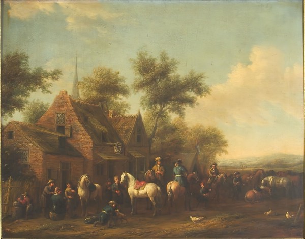 Landscape with Horsemen Resting outside an Inn, 1634-1668. Creator: Philip Wouverman.