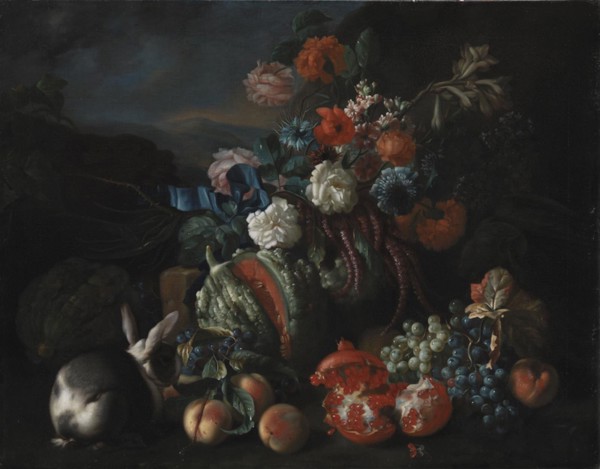Stone Base with Flowers and Fruit, 1673-1724. Creator: Franz Werner von Tamm.
