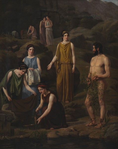 Nausicaa brings the shipwrecked Odysseus' clothes, 1835. Creator: Wilhelm Marstrand.