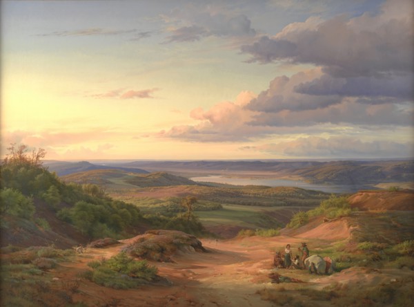 A Landscape near Himmelbjerget, Jutland. In the Foreground a Gypsy Family, 1842. Creator: Louis Gurlitt.