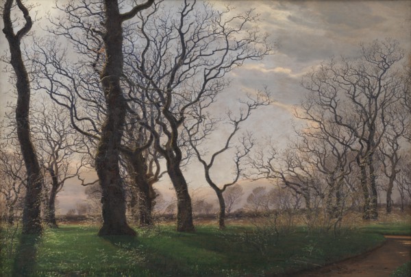 Edge of an oak forest on a Spring morning, 1863. Creator: Janus Andreas Bartholin la Cour.