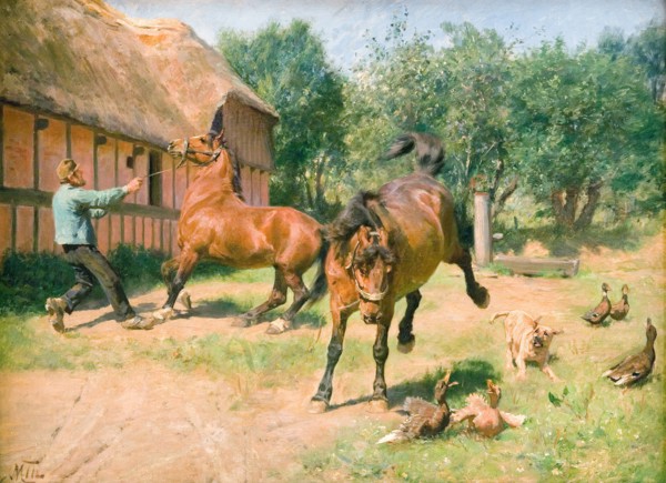 Frisky horses, 1865-1887. Creator: Hans Michael Therkildsen.