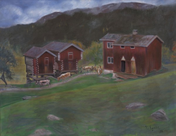 Farmyard at Åse in Telemarken, Norway, 1893. Creator: Halfdan Egedius.