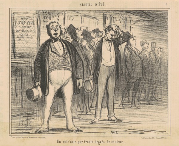 Un entr'acte, par trente degrés de chaleur, 19th century. Creator: Honore Daumier.