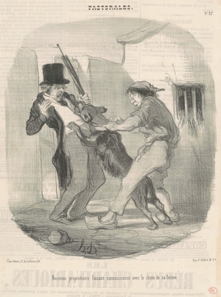 Nouveau propriètaire faisant connaissance avec le chien ..., 19th century. Creator: Honore Daumier.
