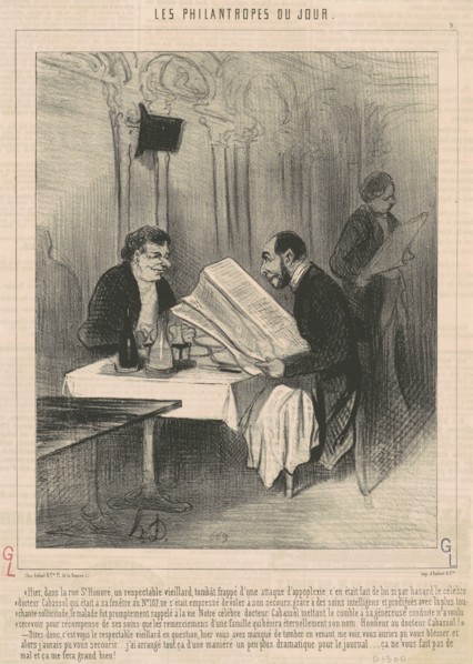 Hier dans la rue Saint-Honoré ... unviellard, 19th century. Creator: Honore Daumier.