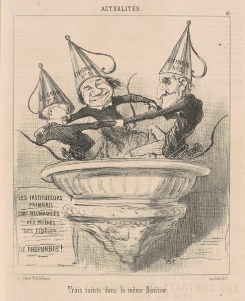 Trois saints dans le même bénitier, 19th century. Creator: Honore Daumier.