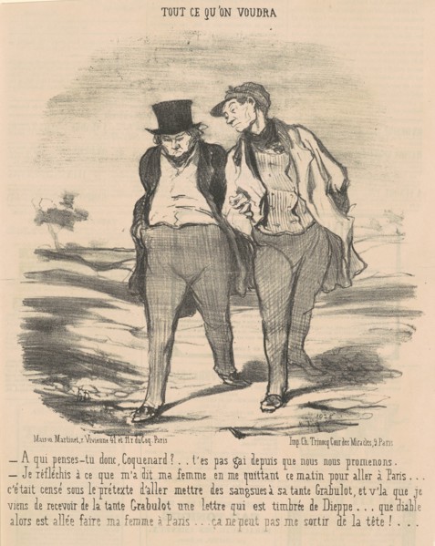 A qui penses-tu donc, coquenard? ..., 19th century. Creator: Honore Daumier.