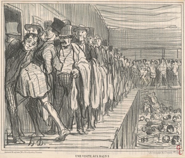 Une visite aux bains, 19th century. Creator: Honore Daumier.