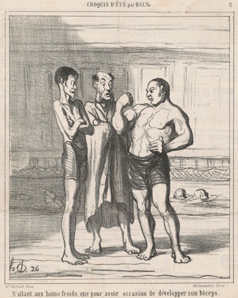 N'allant aux bains froids que ..., 19th century. Creator: Honore Daumier.