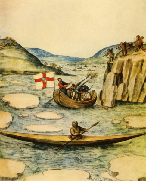 'Esquimaux Attacking an English Boat from their Cayaks', 1941. Creator: John White.