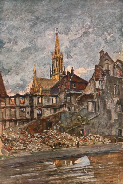 'En Alsace; Thann: le quartier ruine', 1915. Creator: Charles-Jules Duvent.