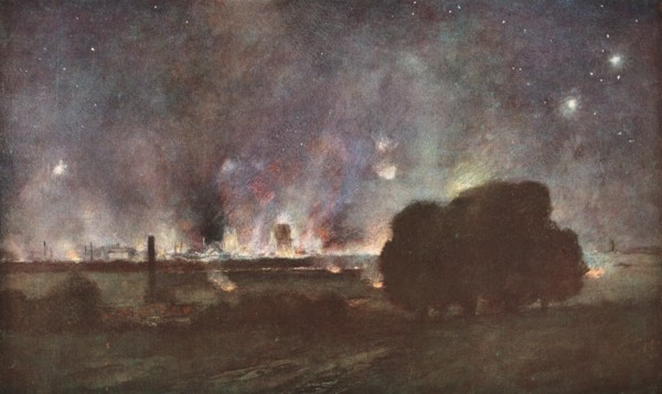 'Arras; Arras en feu (nuit 5 au 6 juillet 1915) Vue prise de Maroeuil', 1915 (1924). Creator: Unknown.