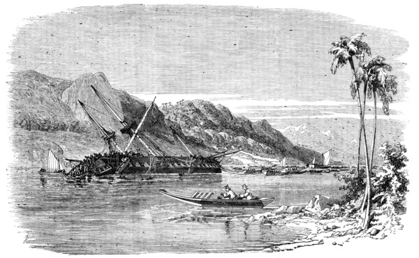Scene of the Recent Earthquake in Japan - Sinking of "The Diana", 1856. From "Illustrated London Ne Creator: Unknown.