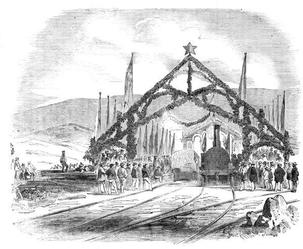 Opening of the Valparaiso and Santiago Railway - Train leaving the Valparaiso Station, 1856.  Creator: Unknown.